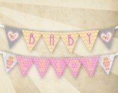 PRINTABLE Baby Name Banner (Robot Baby Shower) - Pink