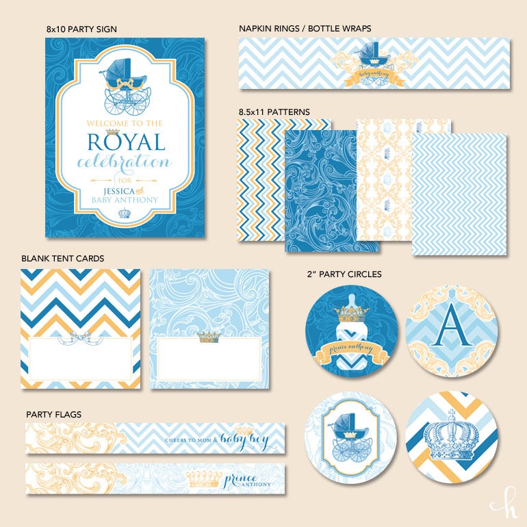 Custom Royal Baby Shower - Little Prince - PRINTABLE Party Collection (Blue)