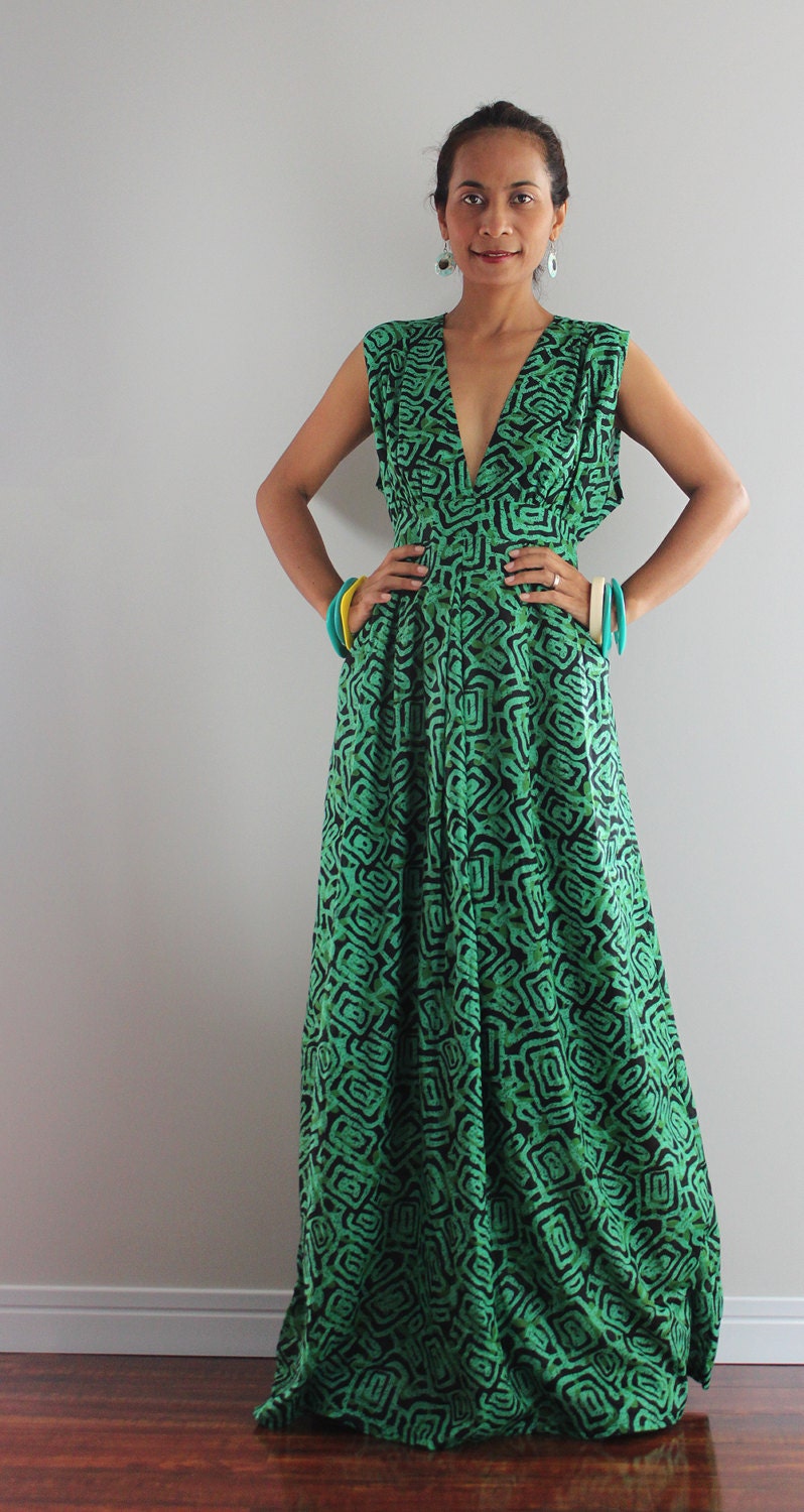 Boho Maxi Dress  - Long Green Dress : Oriental Secrets Collection
