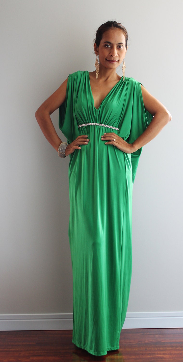 Green Maxi Dress - Funky Kimono Butterfly Tube Dress: Elegant Collection