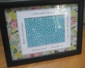 Ultrasound Frame w/ Bible Verse - 5x7 Black - Baby Girl - Turquoise, Pink, Yellow and Grey - Flowers and Stars