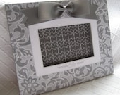 Baby Photo Frame, Baby Picture Frame - "Wonderfully Made" - 8 x 10 - Grey & White Damask - Gender Neutral - Bible Verse