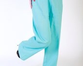 1960s Vintage Pants...Bright Turquoise High Waist Wide Leg 60s Pants by Catalina Size Medium - as is