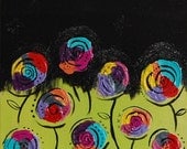 Midnight Blossoms.....Original Canvas Painting....Textured Flowers of Spring