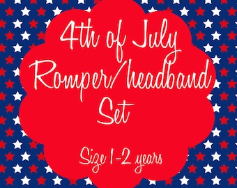 MEDIUM 4th of July romper/headband set