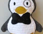 Plush Penguin Dapper Boy Rattle Stuffed Animal Toy Gift Baby