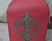 Upcycled large bucket Fleur De Lis pink chalk paint vase modern home decor bright housewares