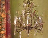 Chandelier, Spring Awakening,  Large Gilt Silver and Bronze, One of a Kind