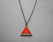 Geometric Two Triangle Metal Necklace (Orange) - Modern Handmade Jewellery