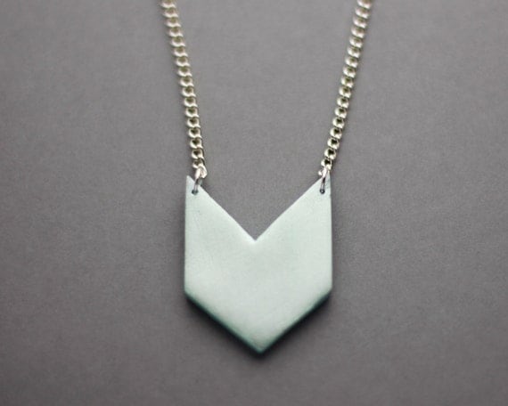 Geometric Chevron Triangle Necklace (Mint) - Modern Handmade Jewellery