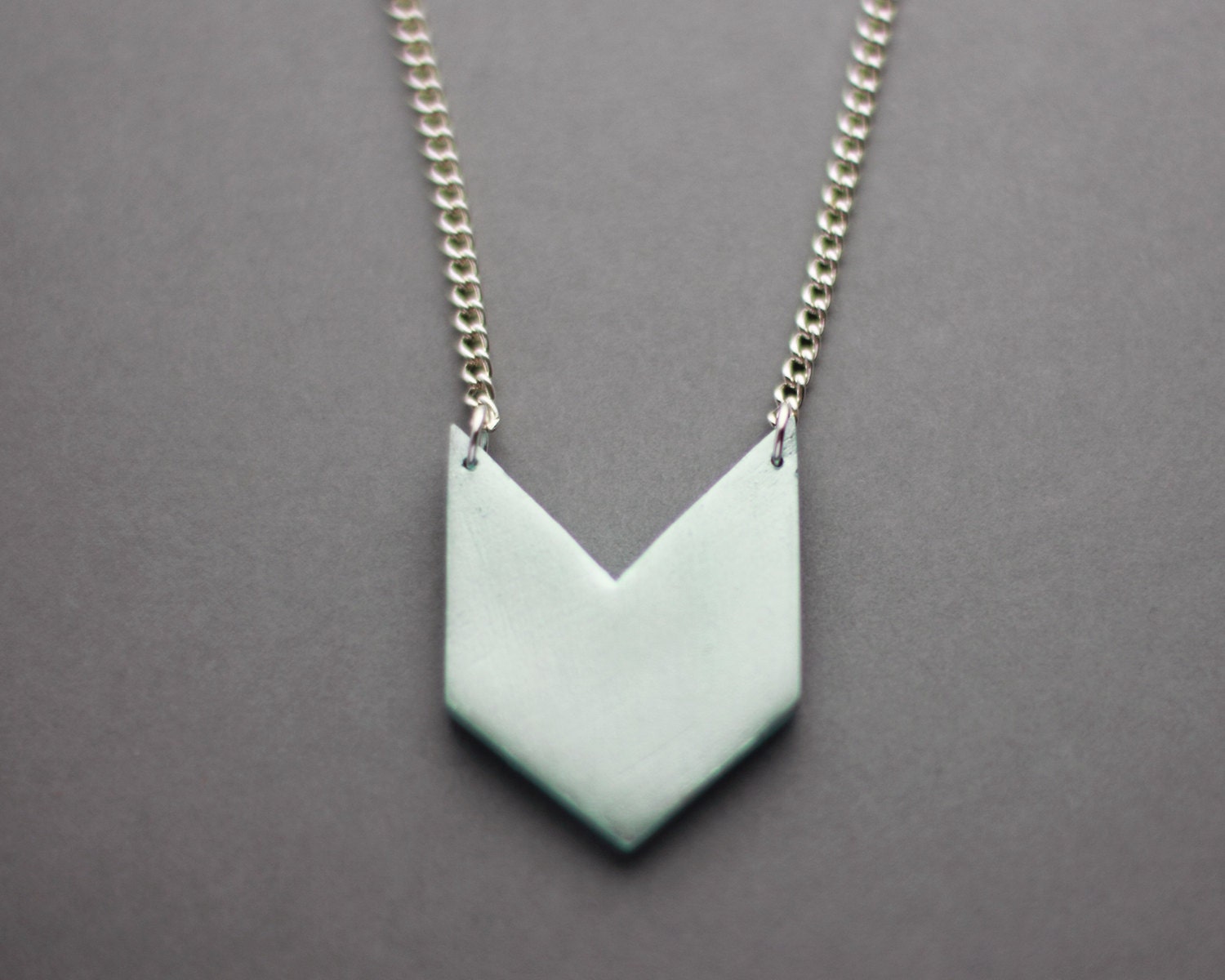 Geometric Chevron Triangle Necklace (Mint) - Modern Handmade Jewellery