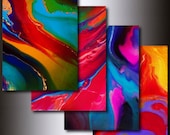 Prints: Set of 4 Multi Coloured 5 x 7 Abstract Art Giclee Reproduction