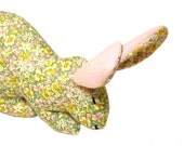 Rabbit - Plush Toy - softy - Floral cotton and Pink fleece