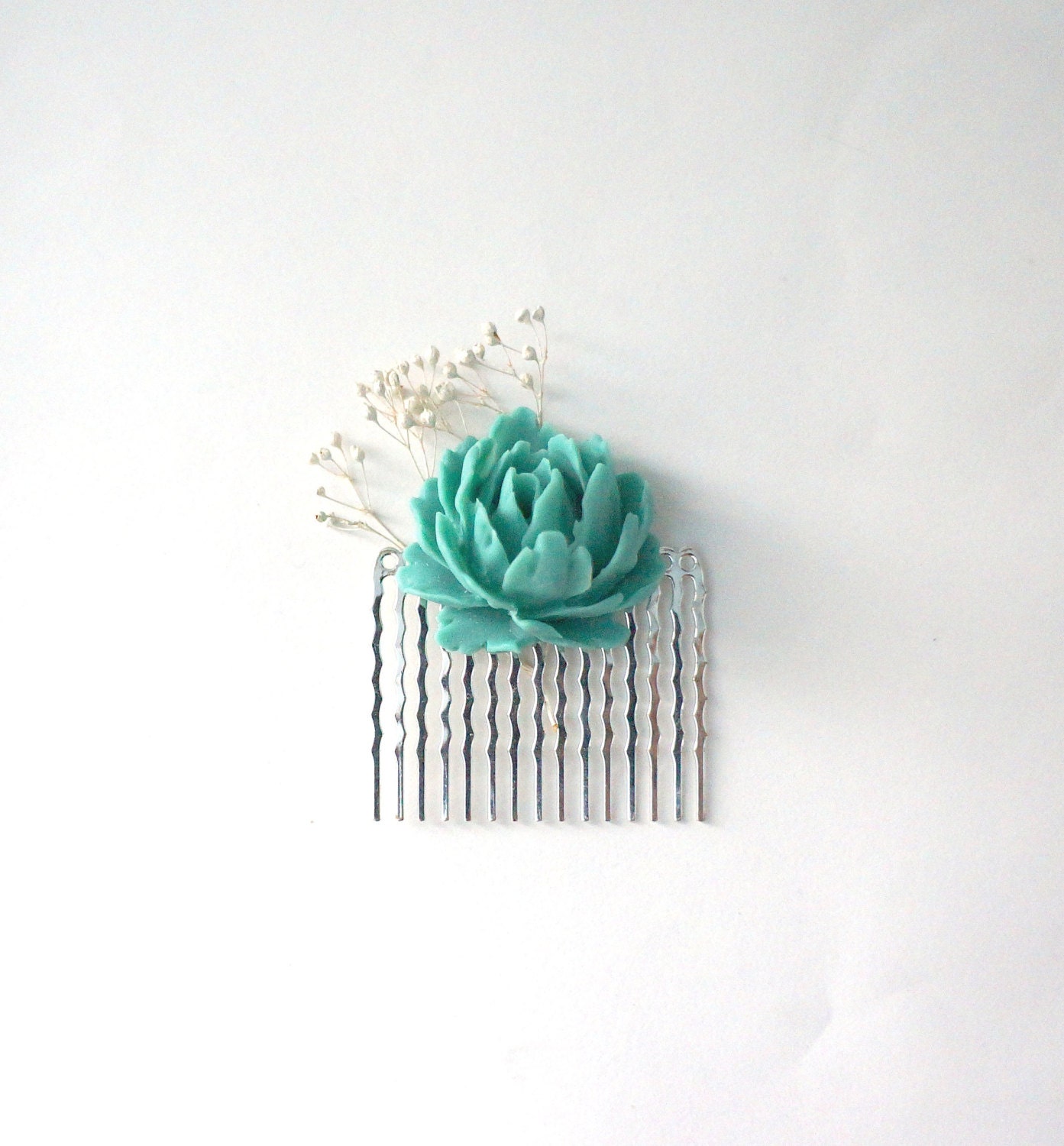 Romantic Bridal, Bridesmaid, and Flower Girl Hair Comb- Turquoise