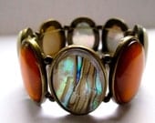 Vintage Chunky Glass and Lucite Stretch Bracelet - 1970s