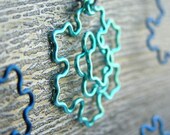 Fractal Necklace - Koch Snowflake Duo - Indigo and Sea Foam