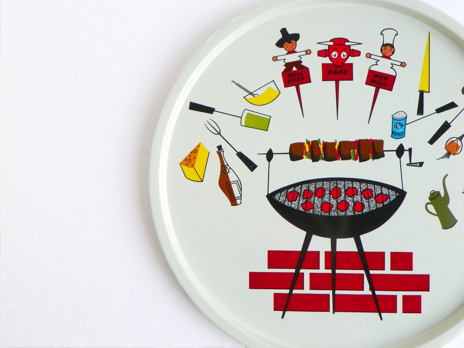 Mid-Century Barbecue Platter - Metal Serving Platter