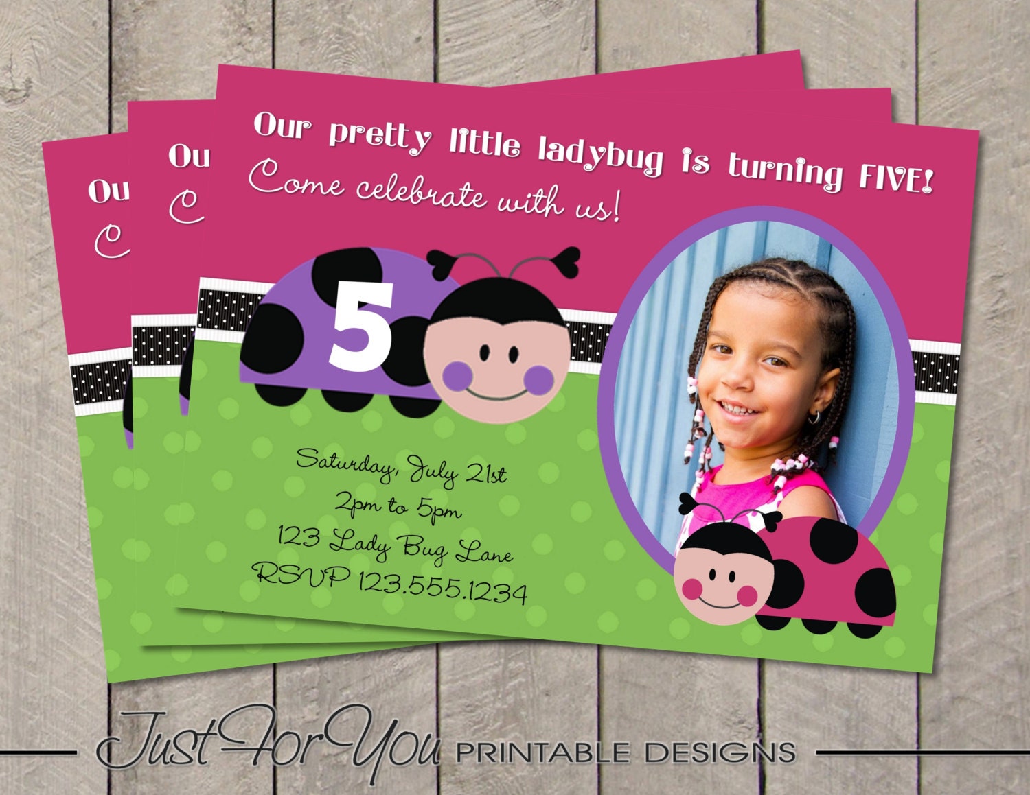 Pretty Little Ladybug / Lady Bug - YOU PRINT (Digital File) Custom Digital Printable Birthday Girl Party Invitation