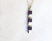 Amethyst Necklace, Sterling Silver, Past Present Future