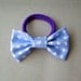 Blue hair bow elastic for girls, two - 2 - cute fabric hairbows, girls bow for long hair, cute bow hair clip, girly accessory