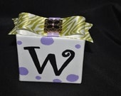 Letter W - White with Black W and polka dots