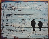 Birds on a Wire Acrylic Painting on Canvas - 16x20 Original Painting