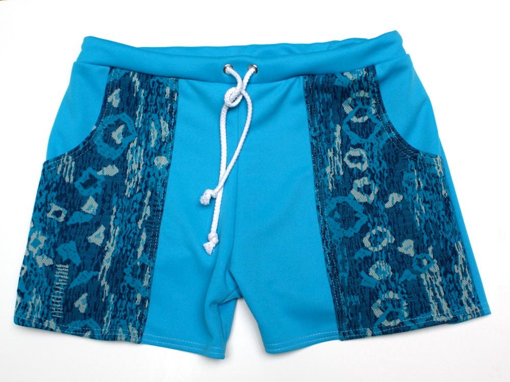 Frankie Four Handmade Men's Vintage Style Aqua Swim Trunks