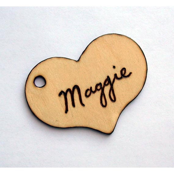 Wooden Gift Tag - Heart - Your Personalized / Custom Name