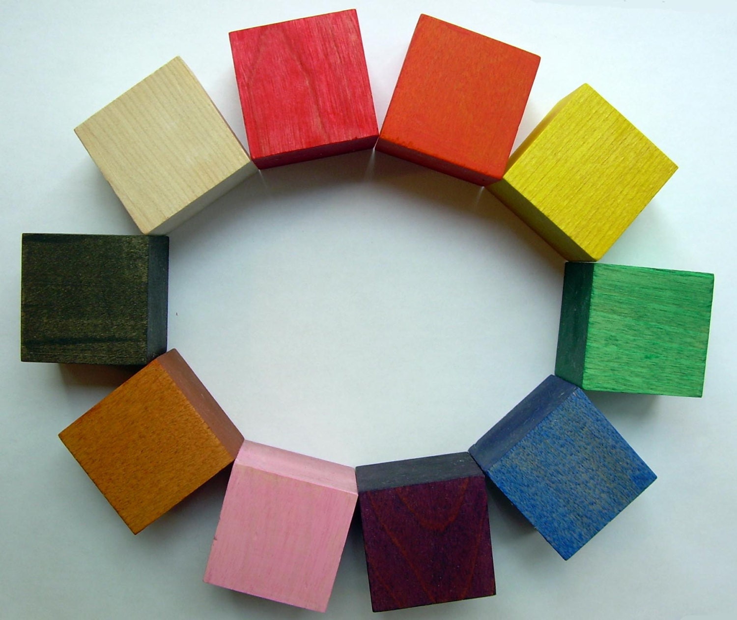 Color Blocks - Set of 10  Wooden Blocks for Baby / Toddler - Rainbow