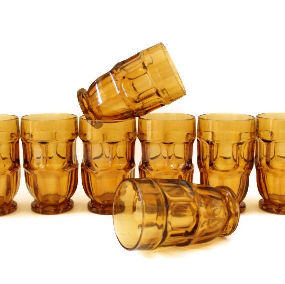 Vintage Ashburton Amber Glasses from Libbey / Rock Sharpe