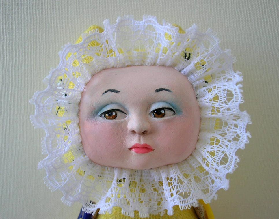 OOAK Art doll in cat pajamas "Bridget"