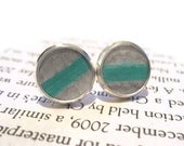 Aqua Seafoam Green Earring, Mint Green Earring, Leather Stud Earring, Leather Jewelry