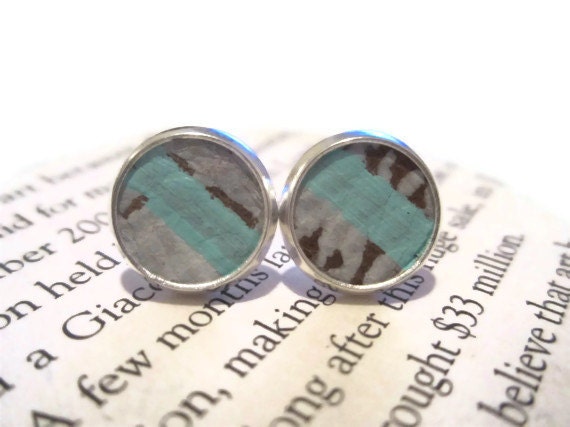 White and Blue Earrings for Wedding Party or Group of Friends, leather earrings