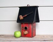 Vintage Tobacco Can Birdhouse, One of a Kind, Repurposed Can, Whimsical Birdhouse, Corncob Pipe, Reclaimed Wood, Recycled Can