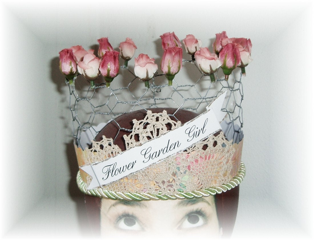 Flower Garden Girl Garden Club or  Birthday  Chicken Wire Crown
