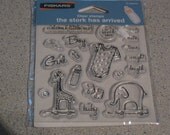 DESTASH - The Stork Has Arrived - Set of  15 Fiskars Clear Acrylic Stamps