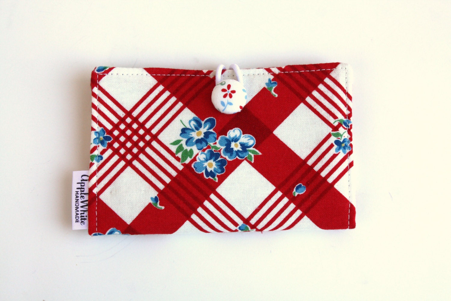 Card Wallet In Red White and Blue Vintage Inspired Cotton Fabric