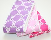 Baby Burp Cloths - Set of 3 - Michael Miller's Jemma in Pink, Purple and Orchid