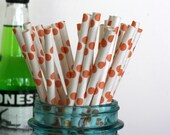 Paper straws  polka dot peach colors