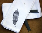 Cloth Dinner Napkins Feather set of 8 block printed napkins