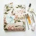 BLOSSOM Shimmer Fold Clutch. Cherry Blossom and Silver Linen Wedding Clutch