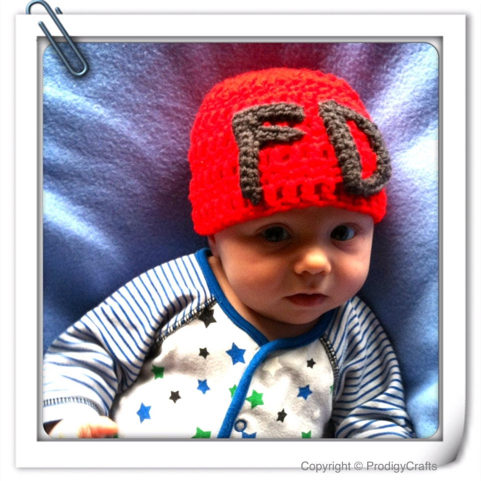 Red fire department hat, 0-3 months