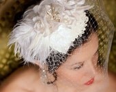 Lace Bridal Hat Bridal Hair accessory, Wedding Fascinator, birdcage veil, wedding headpiece, cocktail hat - Made to Order - RENEE