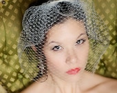 Bird Cage Veil, Birdcage Veil, Blusher Veil, Bridal Veil in Russian Netting - 12" - Made to order in White, Ivory, and Black