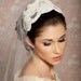 Cap Veil Beaded Lace Bridal Cap Juliet Veil Tulle Veil Pearl Veil Grace Kelly Veil - STYLE 011