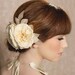 Blush and Champagne Garden Roses Bridal Hair Flower Wedding Headpiece Vintage Organza Leaves - Ready to Ship - MELISSA