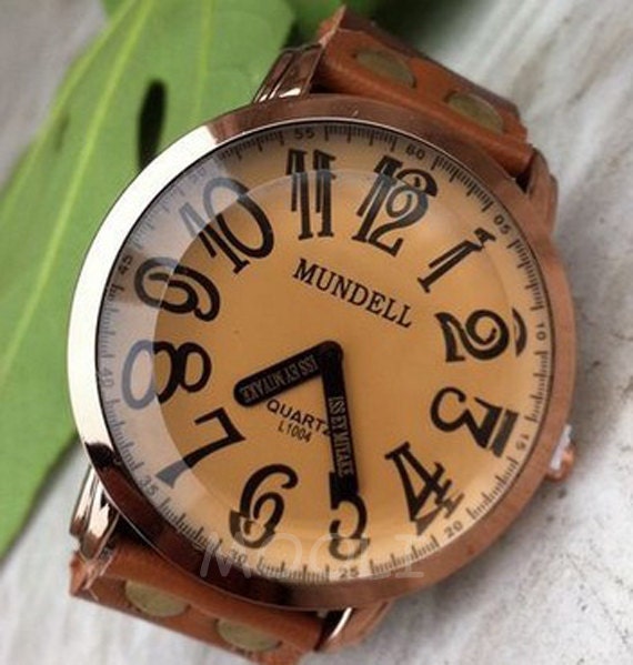 Handmade real brown leather woven bracelet watch women wrist watch fashion jewelry men's bangle watch vintage style  B778