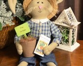 Primitive Bunny, Fabric Bunny, Spring Decor, Bunny Doll, Garden Bunny