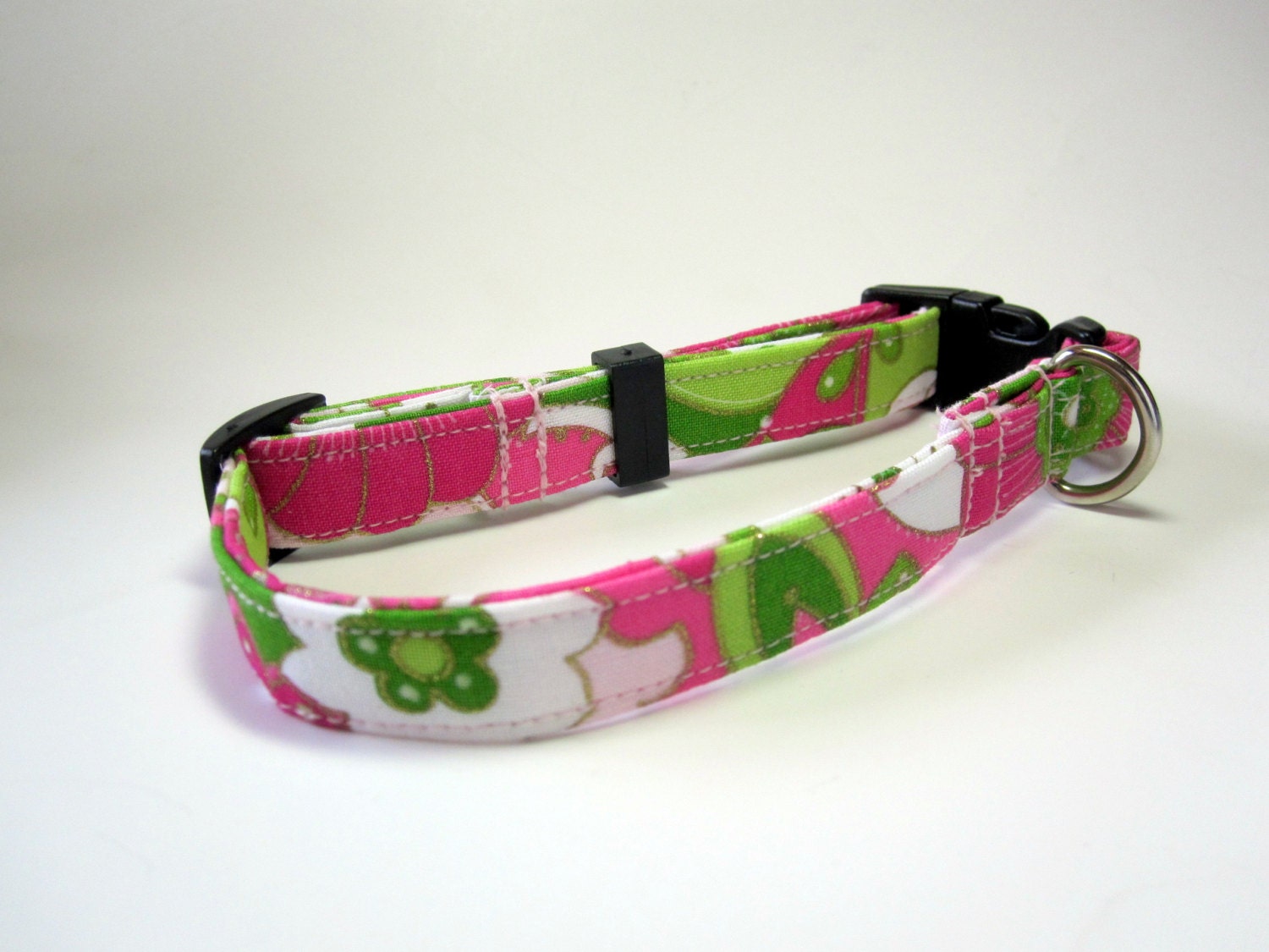 Limited Availability Pink and Green Dog collar size Small