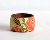 Romantic Bangle, Red and Yellow roses, Rustic, Cottage Chic Bracelet in Pastel colors, Eco Friendly Jewelry, Mother's day Gift ohtteam